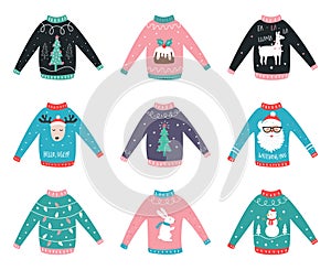 Ugly Sweaters Vector Set for Party Invitations and Awards