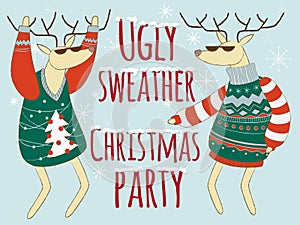 Ugly sweather christmas party illustration, Christmas sweater