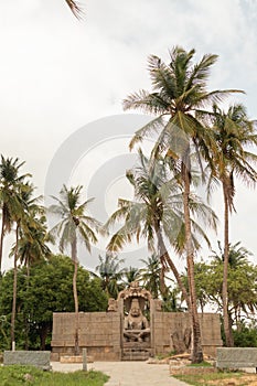 Ugra Narsimha or Lakshmi Narsimha temple at Hampi. The man-lion avatar of Lord Vishnu - seated in a yoga position