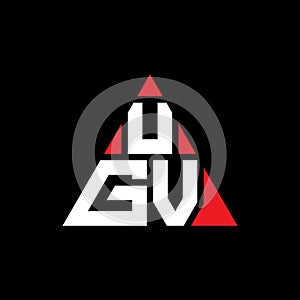 UGV triangle letter logo design with triangle shape. UGV triangle logo design monogram. UGV triangle vector logo template with red