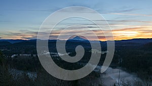 UHD 4k Time Lapse of Thick Rolling Fog Over Crooked River with Mt Hood in Oregon