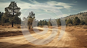 Uhd Image Of Desert Dirt Road With Trees: A Site-specific Cartelcore Portrait