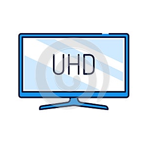 UHD TV display color line icon. Ultra High-definition television, UHDTV. Resolution 1920x1080. Pictogram for web page, mobile app photo