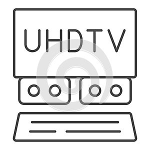 UHDTV system thin line icon, monitors and TV concept, ultra high definition television vector sign on white background