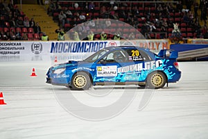 Uher and Afonin in racing car on ice