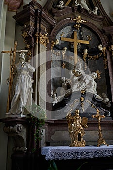 Uherske Hradiste, Czech Republic - September 11, 2021 - the interior of the baroque church of St. Francis of Xavier