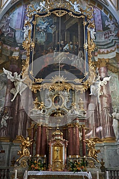 Uherske Hradiste, Czech Republic - September 11, 2021 - the interior of the baroque church of St. Francis of Xavier