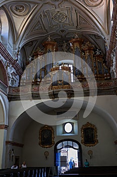 Uherske Hradiste, Czech Republic - September 11, 2021 - the interior of the baroque church of St. Francis of Xavier