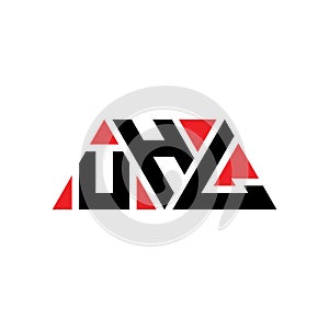 UHL triangle letter logo design with triangle shape. UHL triangle logo design monogram. UHL triangle vector logo template with red