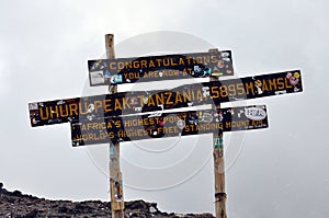 Uhuru peak, at the top of mount Kilimanjaro