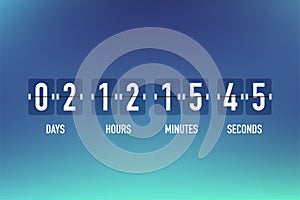 UI app digital count down circle board meter with circle time pie diagram. Countdown clock counter timer. Scoreboard of day, hour