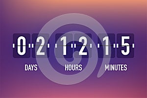 UI app digital count down circle board meter with circle time pie diagram. Countdown clock counter timer. Scoreboard of day, hour