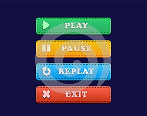 UI Button for Game with Play, Pause, Replay and Exit photo