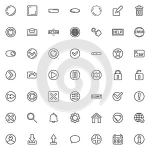 UI buttons line icons set