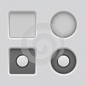 UI buttons set. Gray radio icons for web