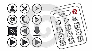 UI control vector icons, play and pause buttons for media player and app designs vector design Generative AI