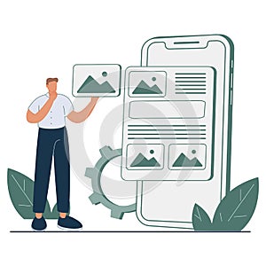 UI design abstract concept vector illustration. Interface design, typography and layout, visual