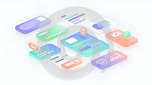 UI Design Elements Isometric App Interface Components