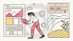 UI design process, interface development, and digital workflow vector design Generative AI