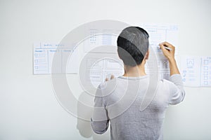 UI designer drawing wireframes