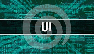 UI with Digital java code text. UI and Computer software coding vector concept. Programming coding script java, digital program