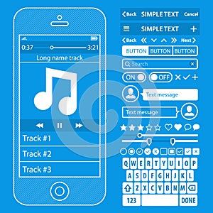 UI elements blueprint design vector kit in trendy