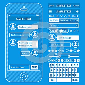UI elements blueprint design vector kit in trendy