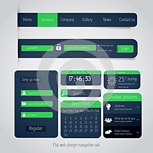 UI elements for web and mobile. Flat design. Vector