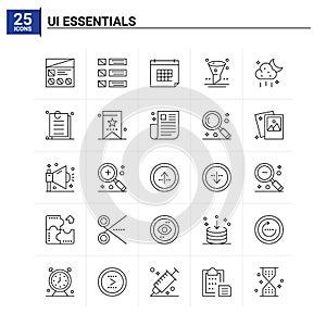25 Ui Essentials icon set. vector background