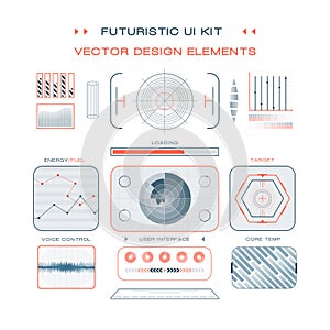 UI flat design web elements template set interface layout symbol vector.