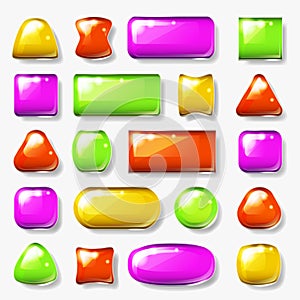 Ui glossy buttons glass plate game app isolated icons design glossy elements vector illustration