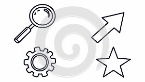 UI icon set search star arrow and settings symbols vector design Generative AI