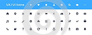 UI icons set. Vector. For mobile, web, social media, business. User interface elements for mobile app. Simple modern design. Flat