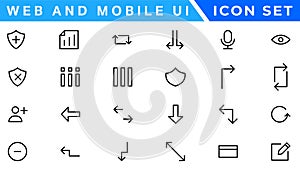UI icons set. Vector. For mobile, web, social media, business. User interface elements for mobile app. Simple modern design
