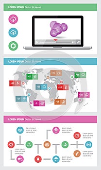 Ui, infographics and web elements including flat d