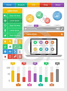 Ui, infographics and web elements including flat d