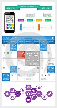Ui, infographics and web elements including flat d