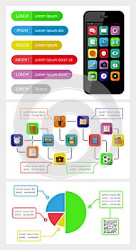 Ui, infographics and web elements including flat d