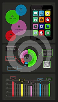 Ui, infographics and web elements including flat d