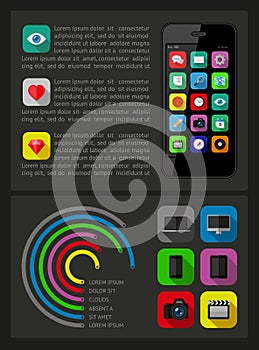 Ui, infographics and web elements including flat d