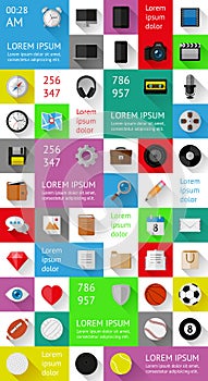 Ui, infographics and web elements including flat d