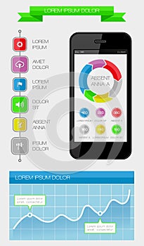 Ui, infographics and web elements including flat d
