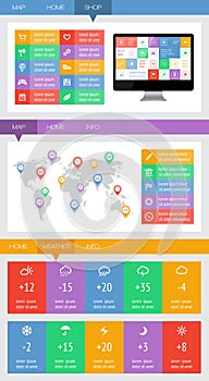 Ui, infographics and web elements including flat design