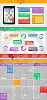 Ui, infographics and web elements including flat design