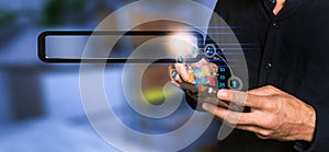 UI interface app cloud online touch online Searching connect app Search Browsing Internet Data Networking Concept Data Search