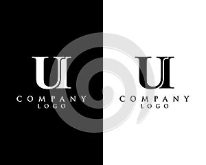 UI, IU letter logo design with black and white color that can be used for creative business and company