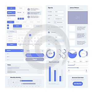 Ui kit. User layout elements for web design projects and mobile application items garish vector templates