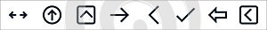 Ui line icons. linear set. quality vector line set such as left arrow, left arrow, check mark, left arrow, right up up