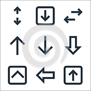 Ui line icons. linear set. quality vector line set such as up arrow, left arrow, up arrow, down down up opposite arrows, down