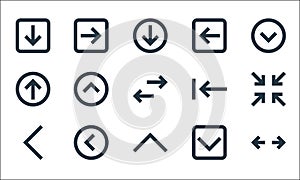 Ui line icons. linear set. quality vector line set such as opposite arrows, up arrow, left arrow, down arrow, left up left right